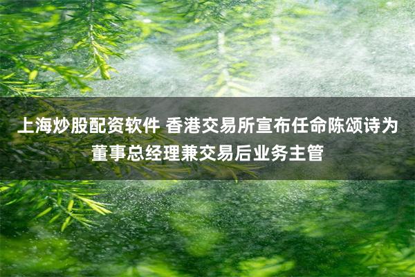 上海炒股配资软件 香港交易所宣布任命陈颂诗为董事总经理兼交易后业务主管