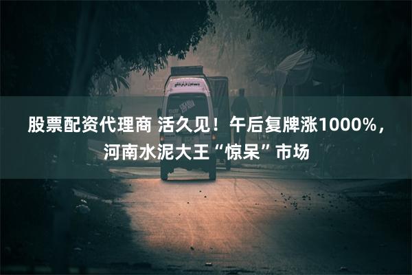 股票配资代理商 活久见！午后复牌涨1000%，河南水泥大王“惊呆”市场