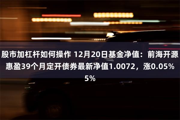 股市加杠杆如何操作 12月20日基金净值：前海开源惠盈39个月定开债券最新净值1.0072，涨0.05%