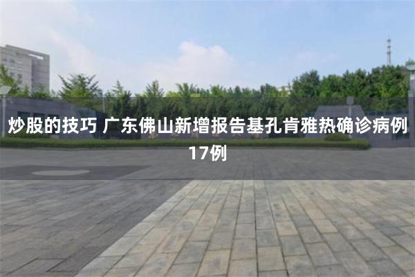 炒股的技巧 广东佛山新增报告基孔肯雅热确诊病例17例